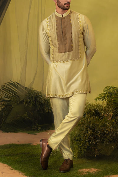 Multicolor embroidered short kurta set