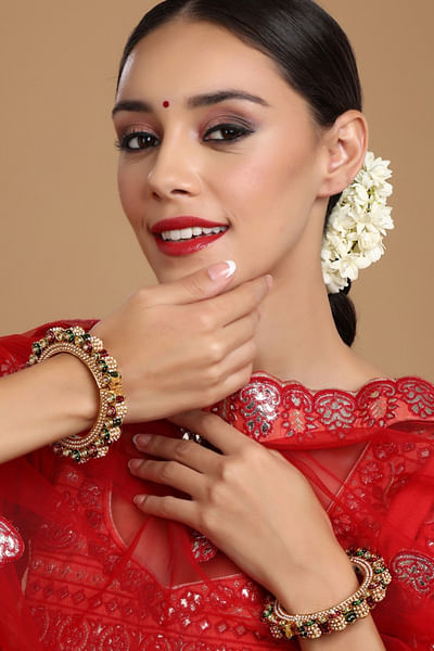 Multicolor pearl and stone meenakari bangles