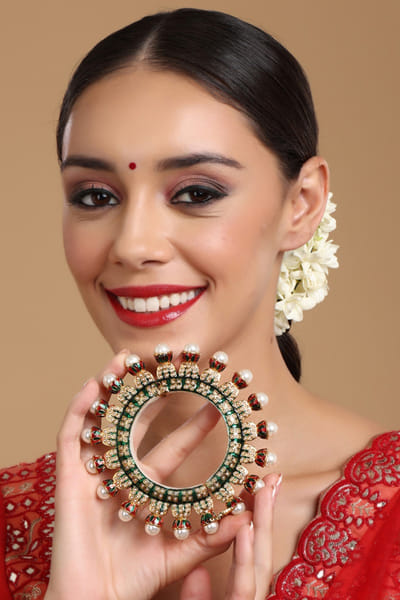 Multicolor pearl meenakari bangle