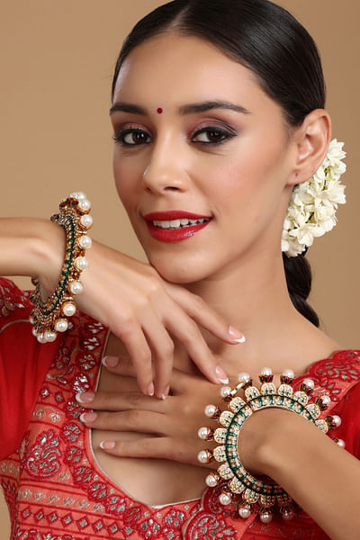 Multicolor pearl meenakari bangles