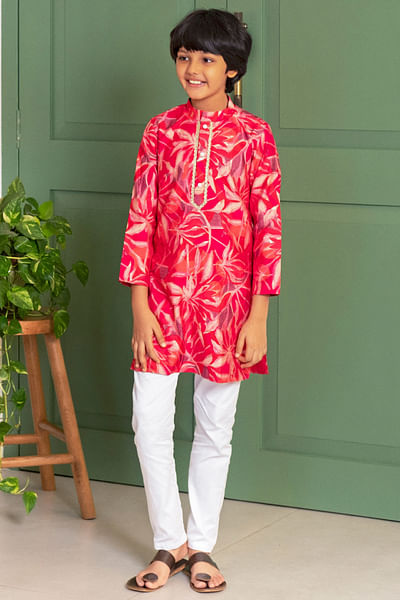 Multicolor printed cotton kurta set