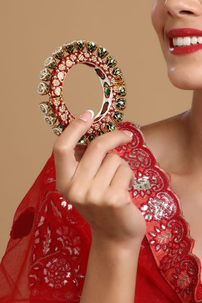 Multicolor red meenakari bangle