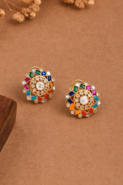 Multicolor stone star studs