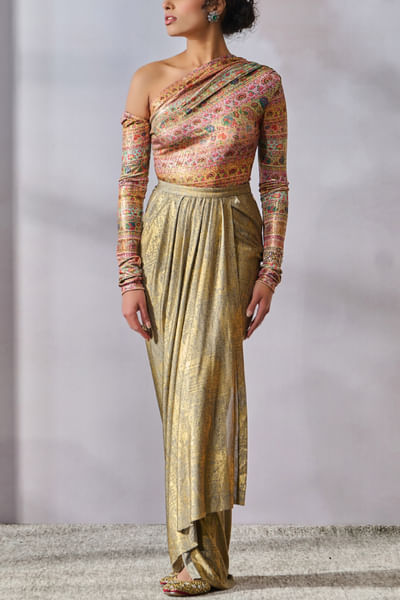 Multicolour abstract floral printed top