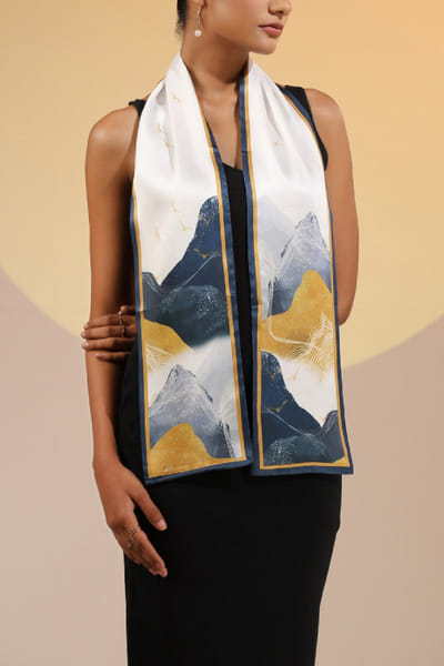 Multicolour abstract printed scarf