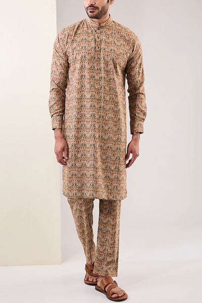 Multicolour artisanal print kurta set