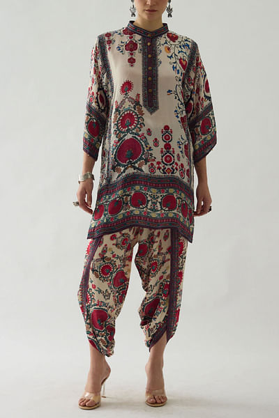 Multicolour artisanal print pants