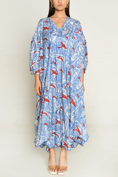 Multicolour artsy block printed dress
