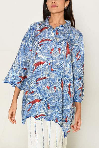 Multicolour artsy block printed shirt