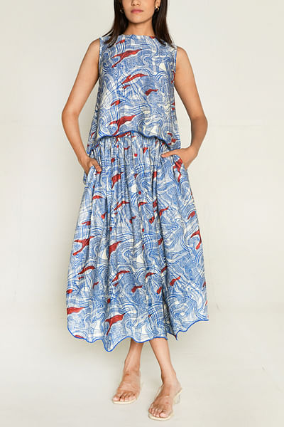 Multicolour artsy block printed top