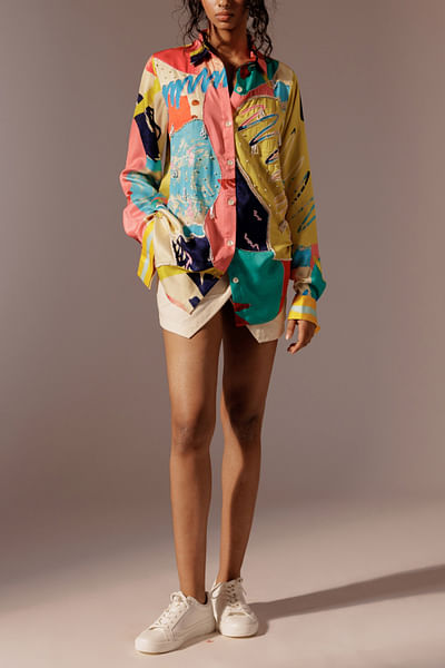 Multicolour artsy print shirt