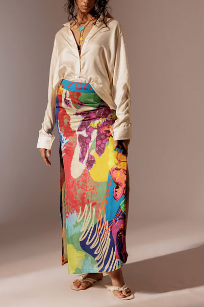 Multicolour artsy print skirt