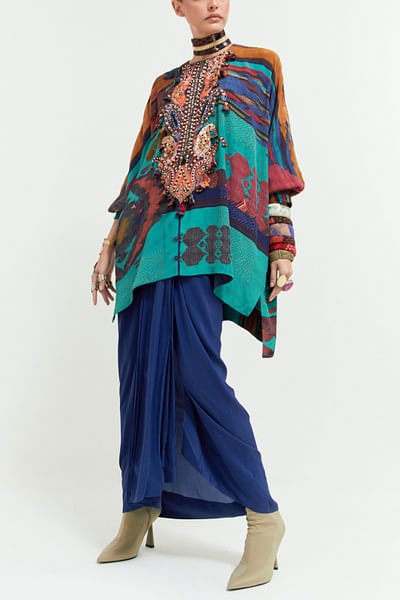 Multicolour artsy printed kurta set