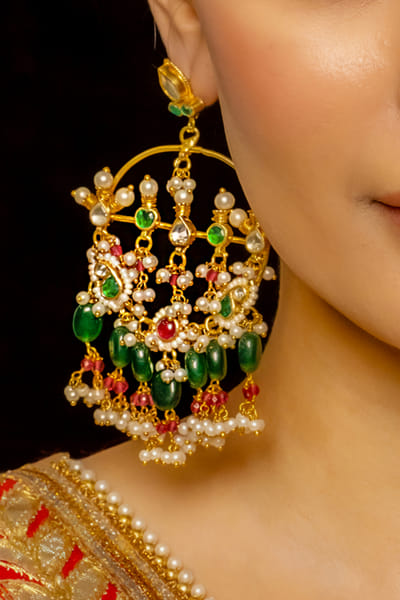 Shlok Jewels Multicolour bead and kundan danglers SHJJUNE24D2015