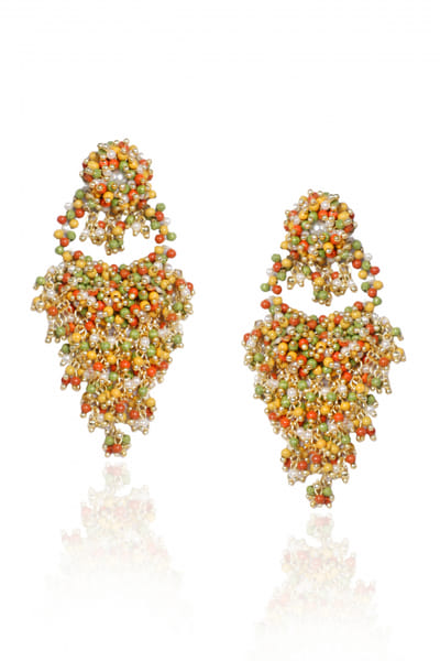 Multicolour bead and pearl chandbalis