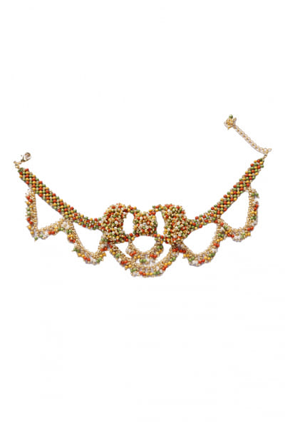 Multicolour bead and pearl choker
