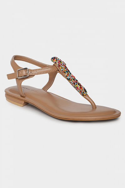 Multicolour bead embellished flats