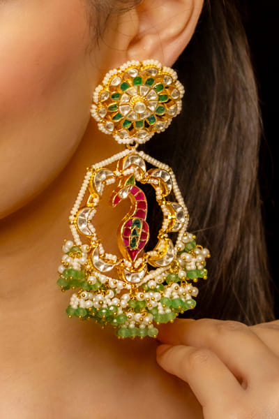 Shlok Jewels Multicolour bead pearl kundan danglers SHJJUNE24D2016
