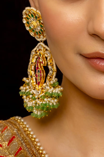 Shlok Jewels Multicolour bead pearl kundan danglers SHJJUNE24D2016