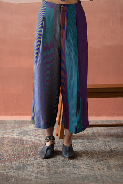 Multicolour blue striped pant