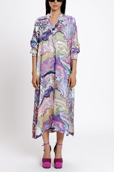 Multicolour candy package print shift dress