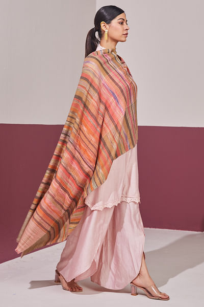 Multicolour checkered pashmina stole
