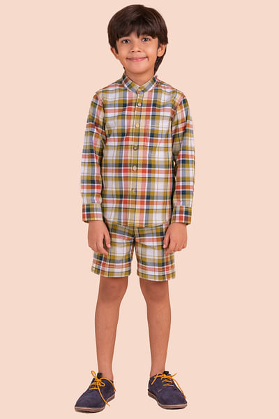 Multicolour checkered printed co-ords
