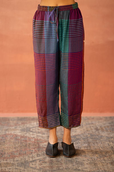 Multicolour checkered printed pants