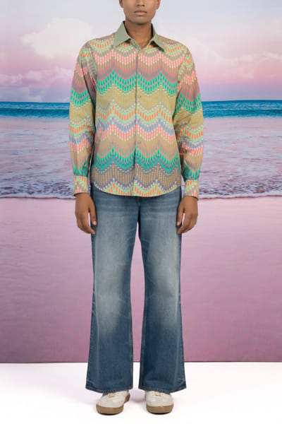 Multicolour chevron printed shirt
