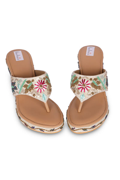Multicolour embellished wedges