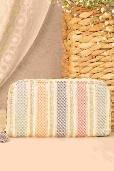 Multicolour embroidered wallet