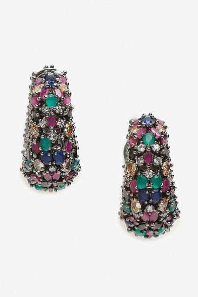 Multicolour faux stone hoops