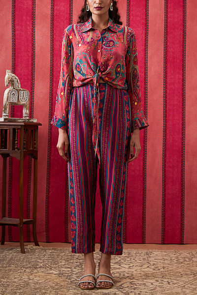 Multicolour floral and paisley printed co-ords