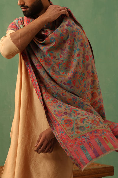 Multicolour floral pattern shawl