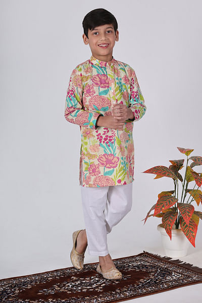 Multicolour floral print kurta set