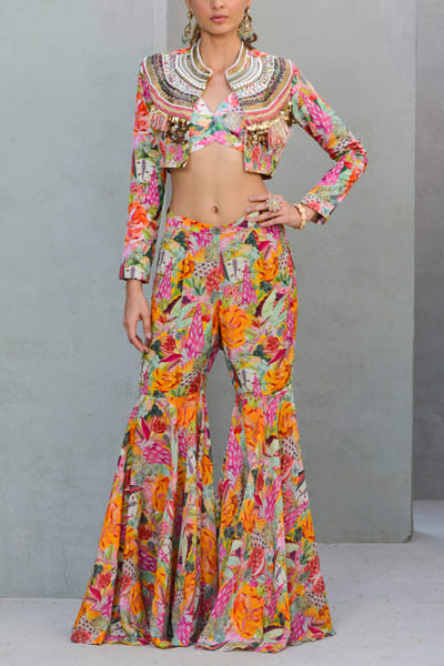 Multicolour floral print sharara set