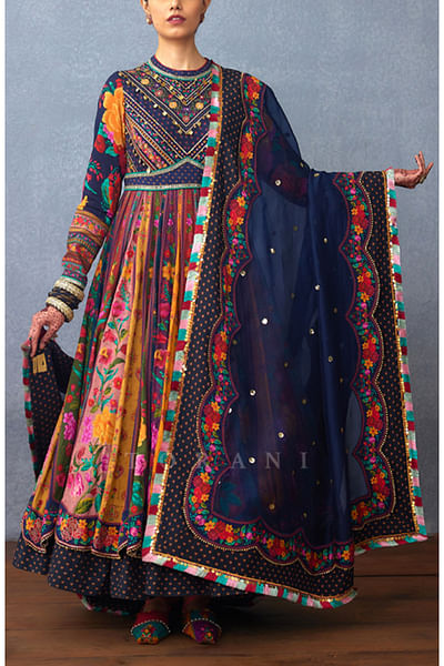 Multicolour floral printed anarkali set