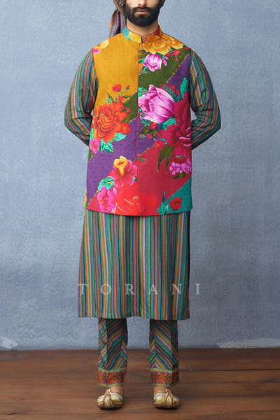 Torani Multicolour floral printed bandi kurta set HOTMAR2415