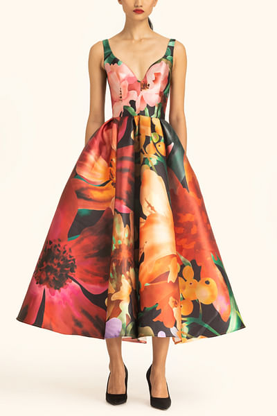Multicolour floral printed dress