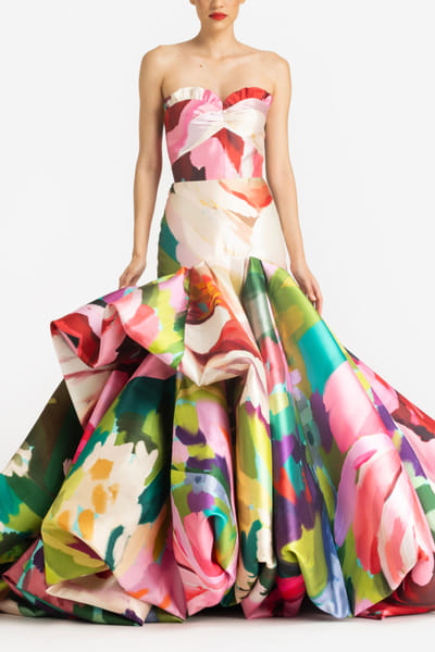 Multicolour floral printed gown