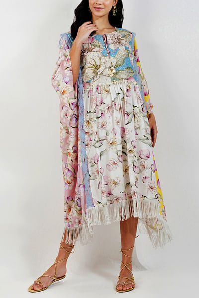Multicolour floral printed kaftan