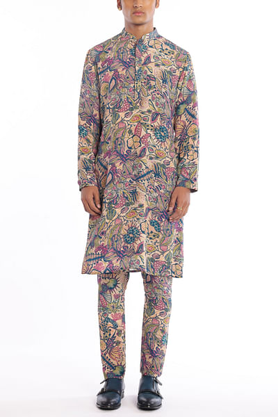 Multicolour floral printed kurta set