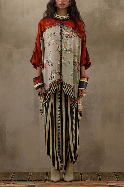 Multicolour floral printed kurta set