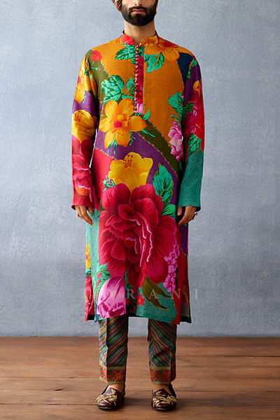 Multicolour floral printed kurta set