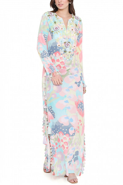 Multicolour floral printed maxi dress