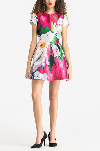 Multicolour floral printed mini dress