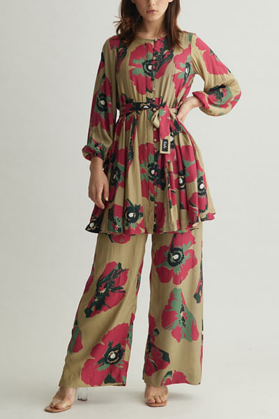 Multicolour floral printed pants