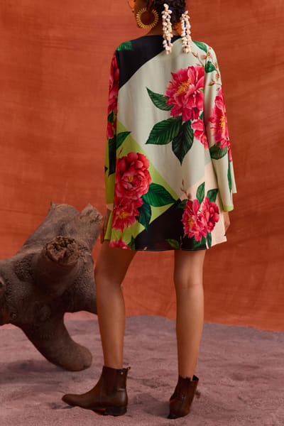 Kalista Multicolour floral printed short dress KTAMAY24D108