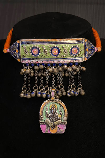 Multicolour Ganesha meenakari choker