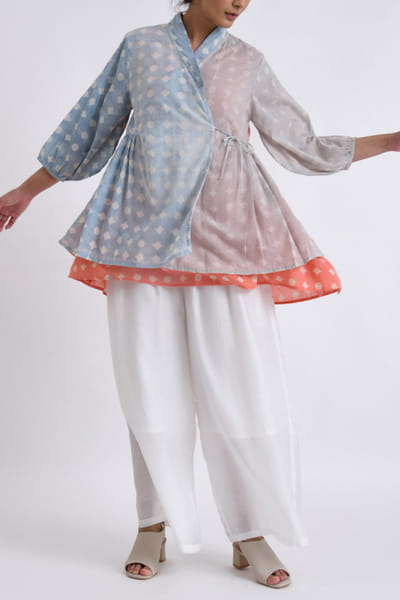 Multicolour geometric block printed co-ords